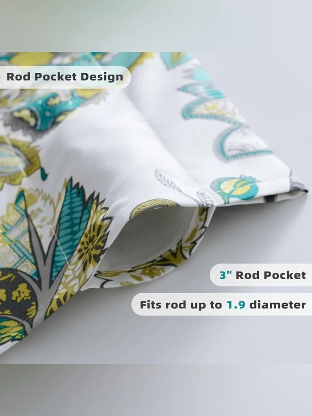 DriftAway Layla Teal/Gray Rod Pocket Café Curtain 52x18